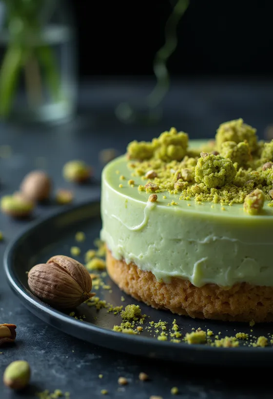 Kaunistatud pistaatsiavahu tort