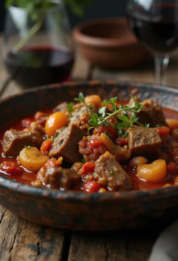 Stifado, Kreeka veiselihahautis serveeritult