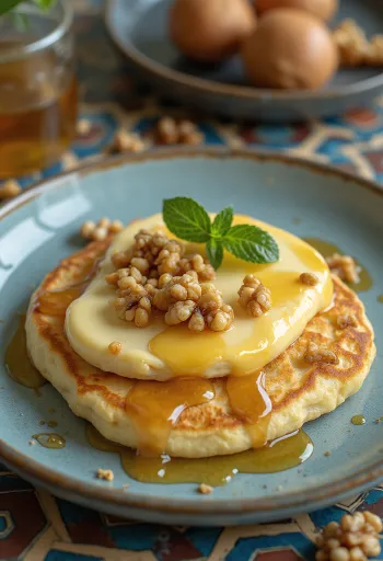 Pannkoogid Brie juustuga serveerituna