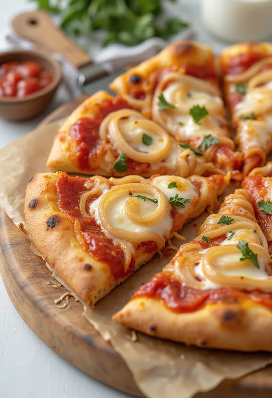 Pizza con Cipolla sibula ja mozzarellaga