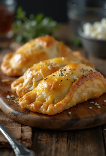 Kanaempanada pooleks lõigatuna, mahlase täidisega