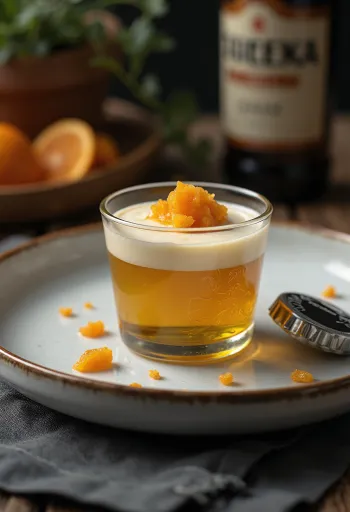 Õlle panna cotta serveerituna