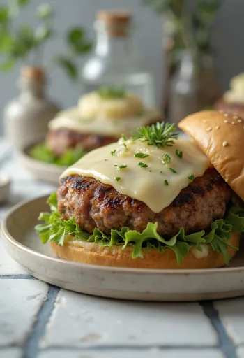 Estragoni-vasikaburger serveerituna