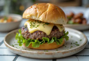 Estragoni-vasikaburger serveerituna