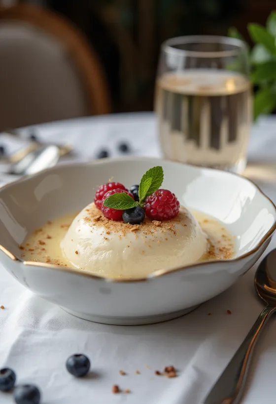 Tonkauba panna cotta serveerituna