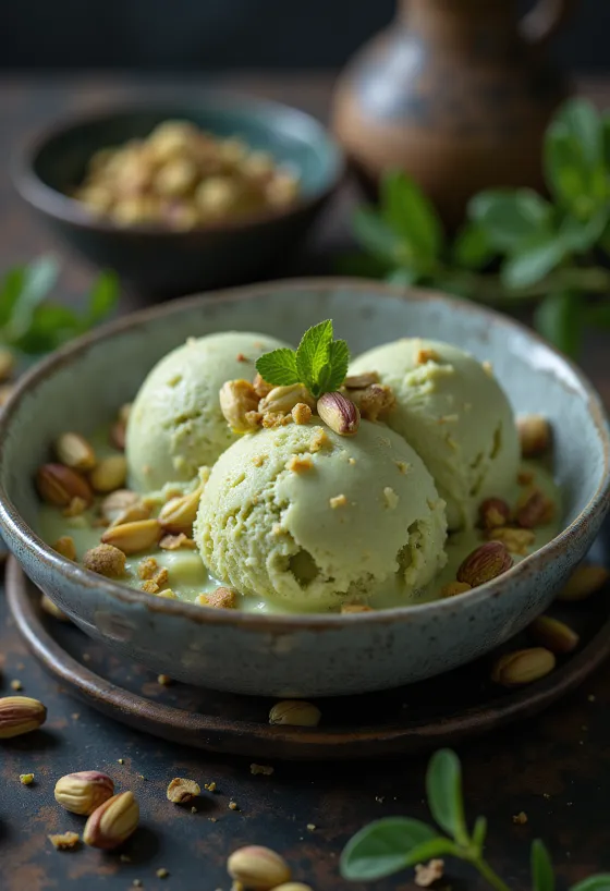 Serveeritud pistaatsiajäätis