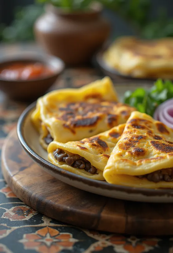 Traditsiooniline Salvadori pupusa juustu ja ubadega