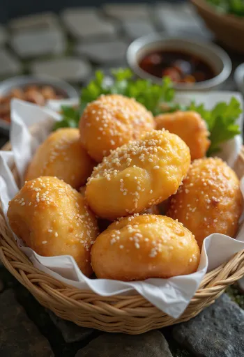 Bánh rán Vietnami seesamiseemnetega sõõrik punase oa täidisega