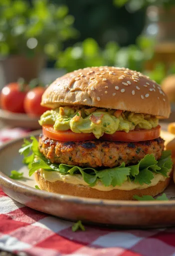 Köögiviljane veganburger serveerituna