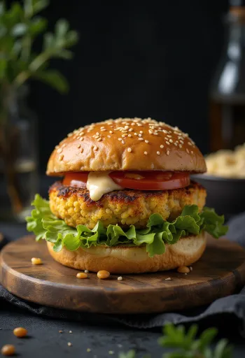 Vegan lillkapsaburger serveerituna