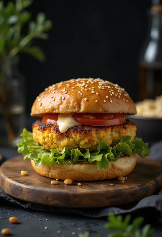 Vegan lillkapsaburger serveerituna
