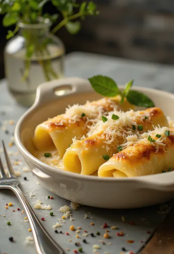 Kuldse koorikuga kartuli-parmesani cannelloni