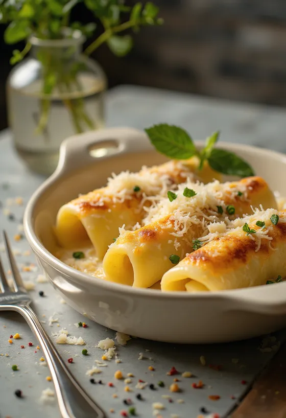 Kuldse koorikuga kartuli-parmesani cannelloni