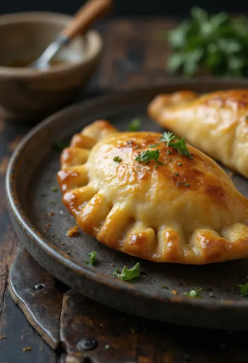 Kuldpruuniks küpsetatud kartuli-küüslaugu empanada
