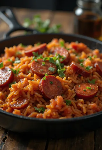 Chorizo-riis serveerituna