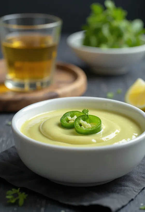 Jalapeño, sidruni ja tekiila kaste serveerituna