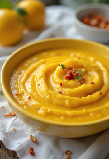 Mango-kookospiima karrikaste serveerituna.
