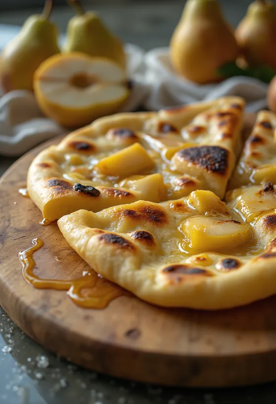 Serveeritud pirniga naan-leib