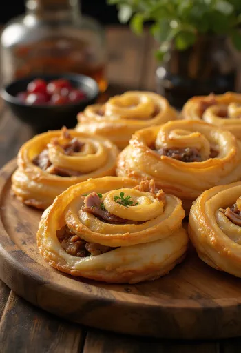 Krõbe pardiliha-burek serveerituna
