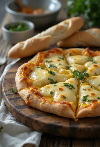 Vegan Quattro Formaggi pitsa taimsete juustudega serveerituna