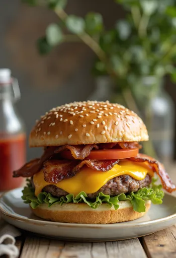 Ameerika stiilis burger serveerituna