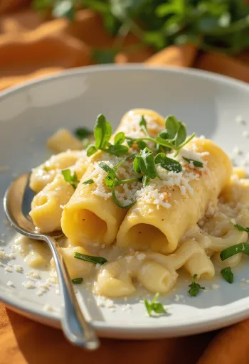 Cannelloni rukola ja parmesaniga valges juustukastmes