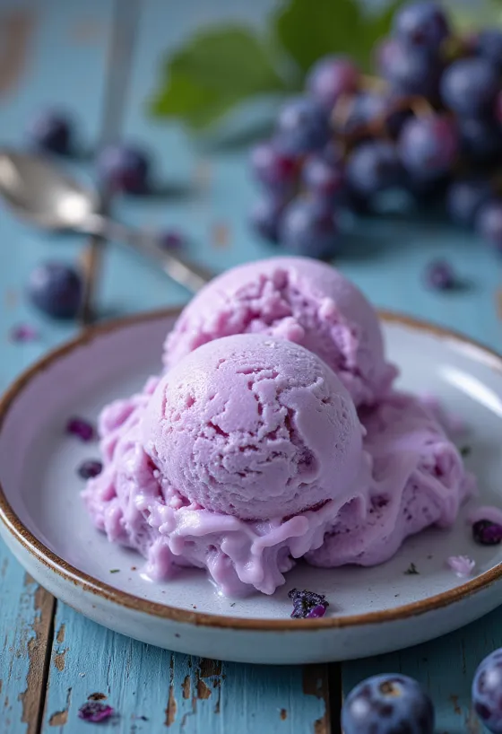 Viinamarjajäätis värskete viinamarjadega