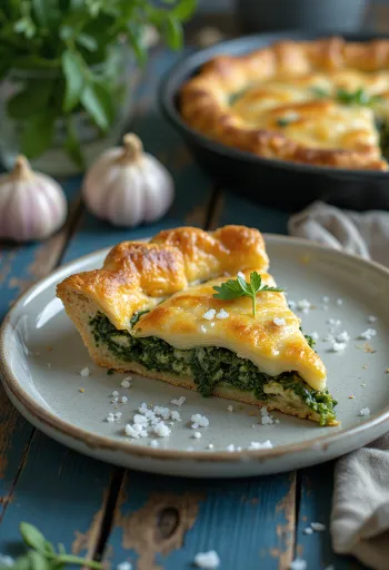 Vegan pirukas spinatitäidisega, värskelt küpsetatud.