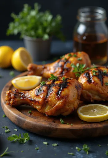 Kuldpruuniks grillitud kanakoivad krõbeda nahaga ja kaunistatud värskete ürtidega