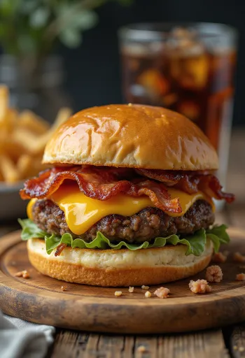 Peekoniburger serveerituna
