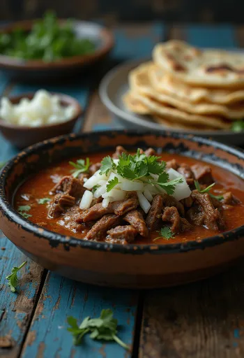 Barbacoa Mehhiko rebitud veiseliha tortiljas serveerituna