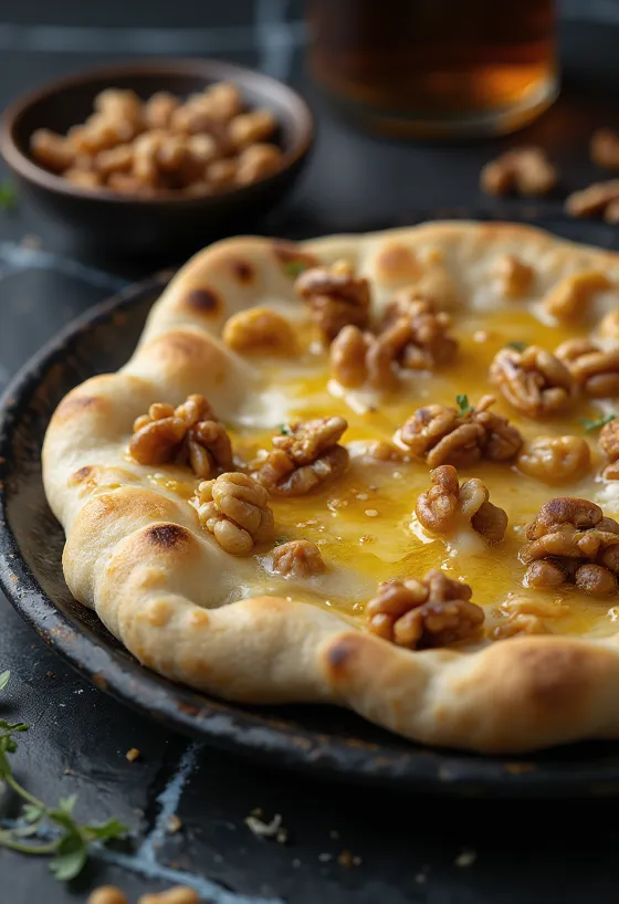 Naan rummiste pähklitega serveerituna