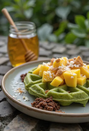 Fusion-vahvlid matcha ja mangoga