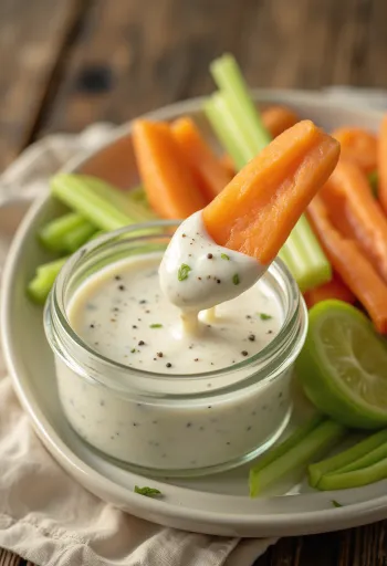 Ranch dressing serveerituna värskete köögiviljadega
