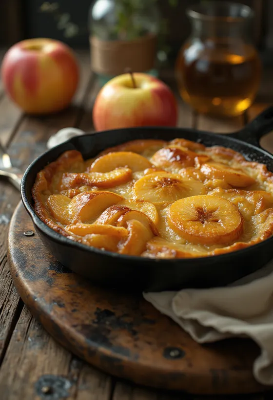Apfelpfannkuchen, Saksa õunapannkook serveeritult
