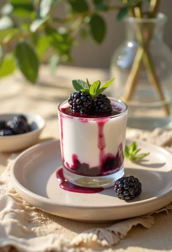 Põldmarja panna cotta serveerituna