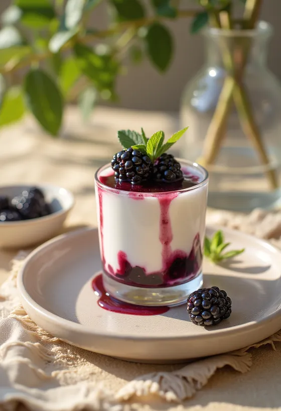 Põldmarja panna cotta serveerituna