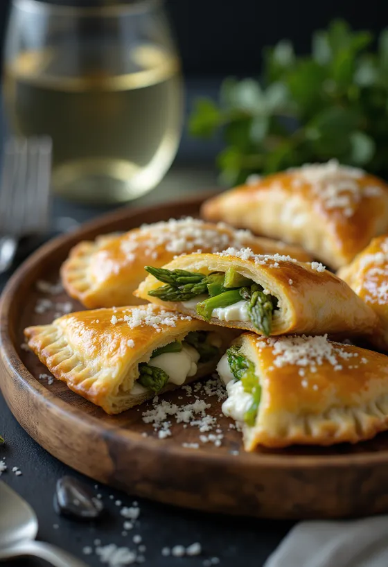 Spargli-ricotta empanada serveerituna