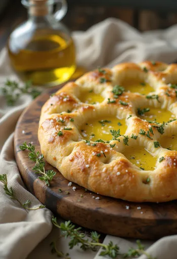 Provence'i ürtidega focaccia serveeritult