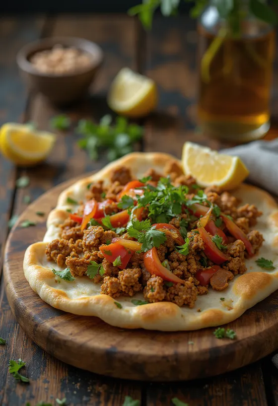 Lahmacun serveerituna