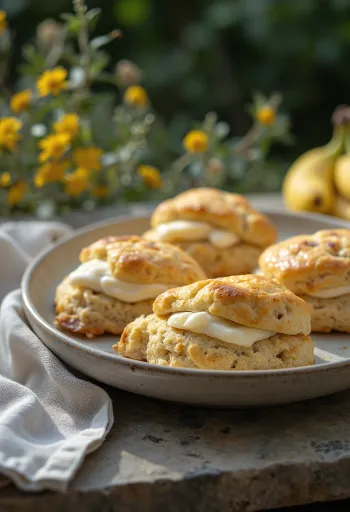 Kohev pähklikreemi-banaani scone