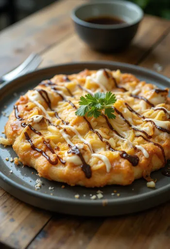 Okonomiyaki pitsa kapsa ja tuunikalaga