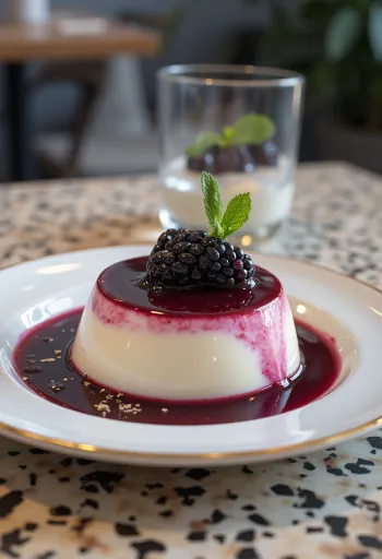 Metsamarja-pannacotta serveerituna
