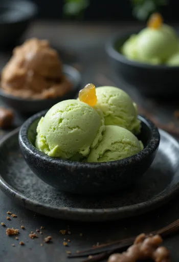 Wasabi-jäätis serveerituna