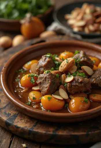 Lambatadžiin aprikoosidega serveeritud kuskussiga