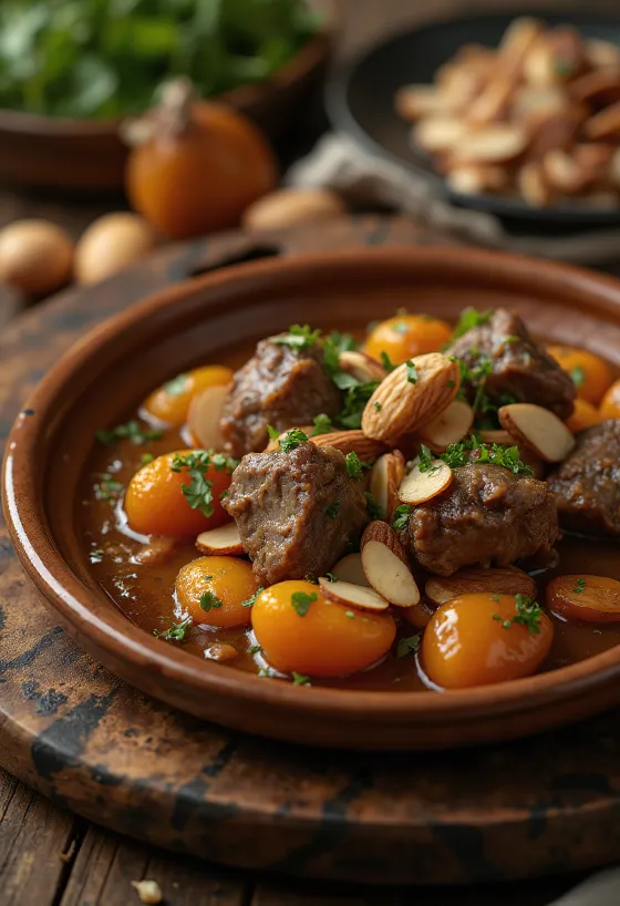 Lambatadžiin aprikoosidega serveeritud kuskussiga