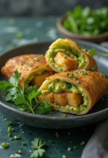 Avokaado ja praetud tofu vrapp taldrikul