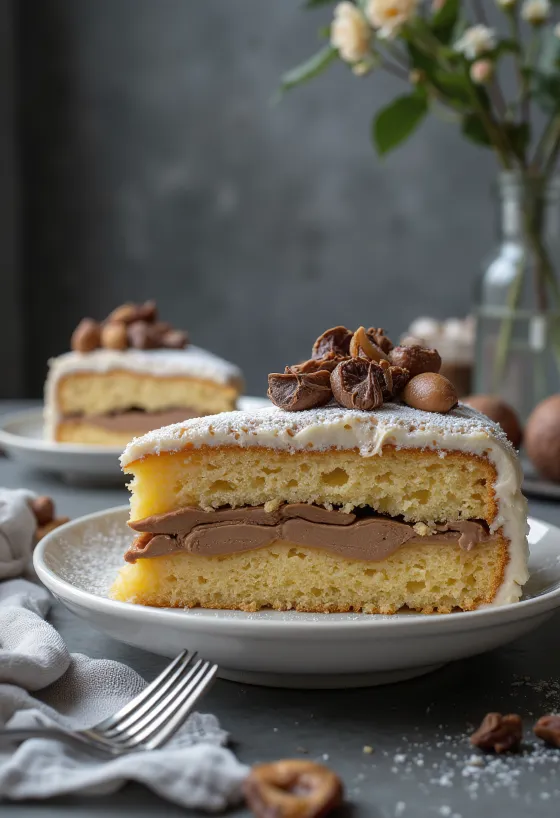 Kastanitort viiludena, kaunistatud šokolaadiga