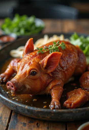 Lechon, krõbeda nahaga röstitud siga