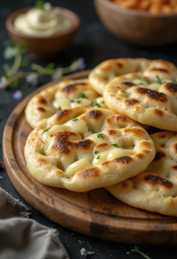 Valge šokolaadiga naan serveerituna